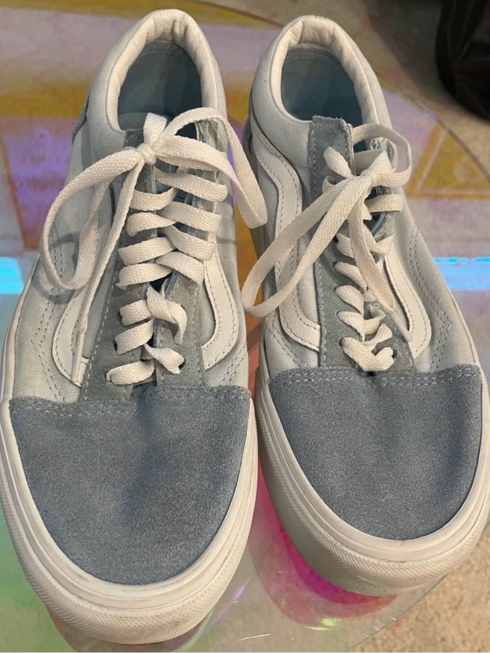 VANS Women’s size 10 PLATFORM suede/canvas/leather, baby blue
